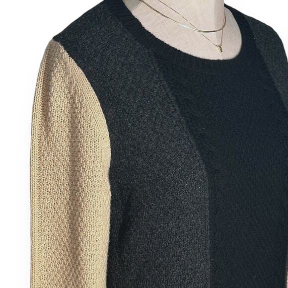 THEORY 100%Wool Jiya Loryelle Sweater Dress Sheath Cable Knit Career Colorblock - Picture 3 of 12